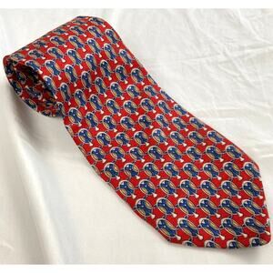 Vintage Countess Mara Short Red Silk Medallion Art Deco Print Wide Tie Designer